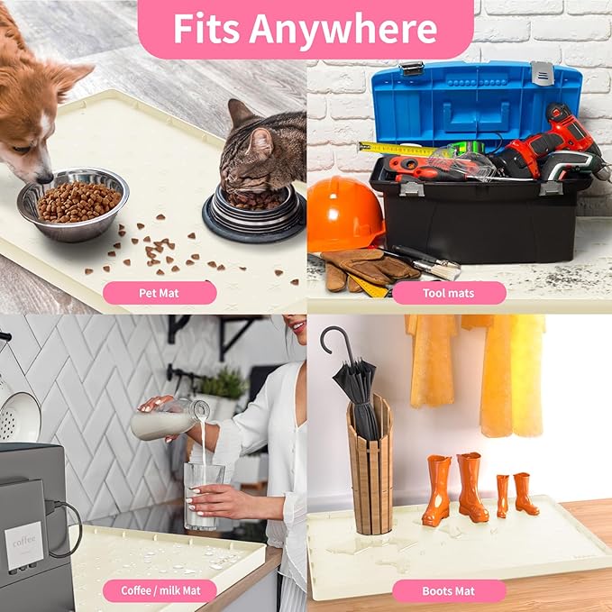 Sdpeia Under Sink Mat 34"×22" Waterproof Silicone Cabinet Liner & Sink Protector for Kitchen & Bathroom, Multi-Purpose Organizers Tray for Pets, Laundry, Cat Litter Mat