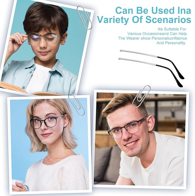 1 Pair Glasses Repair Kit with Screws Arm Replacement Sunglass Parts Arms Screw Glass Screwdriver Eyeglass Legs Temples(Silver)