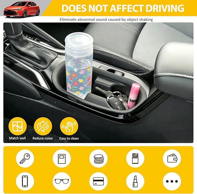 Cup Holder for 2023-2026 Toyota Corolla Sedan Hatchback Center Console Cup Holder Insert Cupholder Organizer Coaster Liner for 23-26 Corolla Interior Accessories