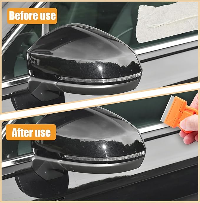 2 Sets Razor Blade Scrapers, Plastic Scraper Tool Extra 10 Plastic Razor Blades and 10 Metal Blades, Adhesive Remover Scraper for Glass Windows Sticker Removal