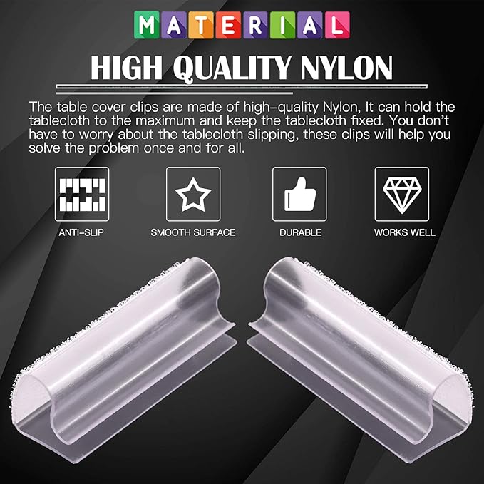 Glarks 30 Pack Rectangular Shape Plastic Table Cover Clips Tablecloth Clips Table Skirting Clips with Hook and Loop for 3/4 to 1 inch Table for Indoor Outdoor Wedding Party Picnic Events