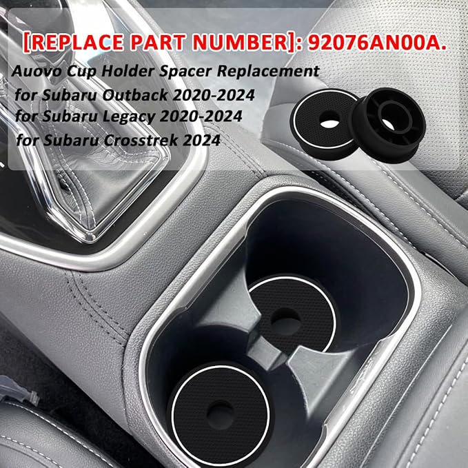 Auovo Cup Holder Spacer Replacement Fit for Subaru Outback Legacy Accessories 2020-2024 Silicone Cup Riser Cup Holder Insert Spacers for Kia Telluride Crosstrek Accord Trax RAV4 (2pcs, White Trim)