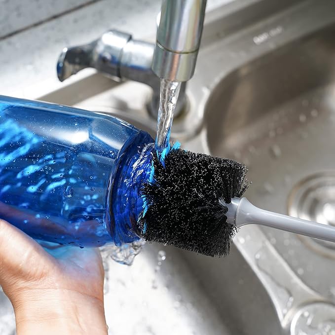 Water Bottle Cleaning Brush, Long Handle Flexible Scrub Brush for Water Bottles, Glasswares, Mugs, Flasks, Tumblers, Vases, and Kitchen Sink, 2 Pack