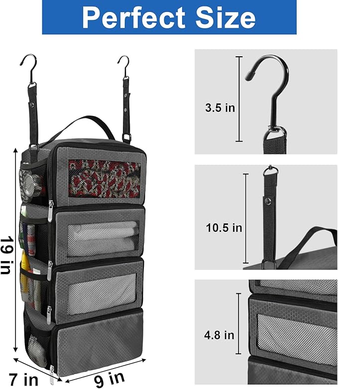 Suitcase Organizer, Travel Luggage Organizer Portable Hanging Travel Shelves Collapsible Hanging Packing Cubes for Carry-on Suitcase