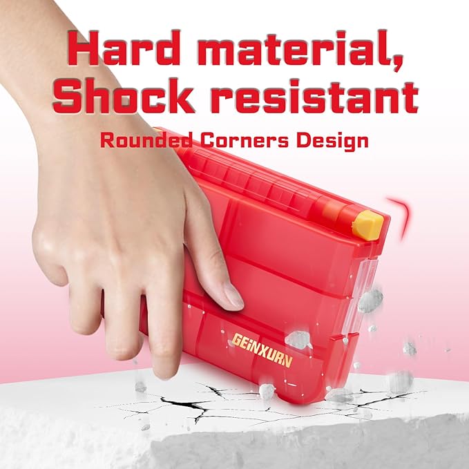 Small Storage Parts Organizer, 2Pcs Red Portable Plastic Box with Dividers, Double-sided Storage 16 Compartment Screwdriver Bit Set Box