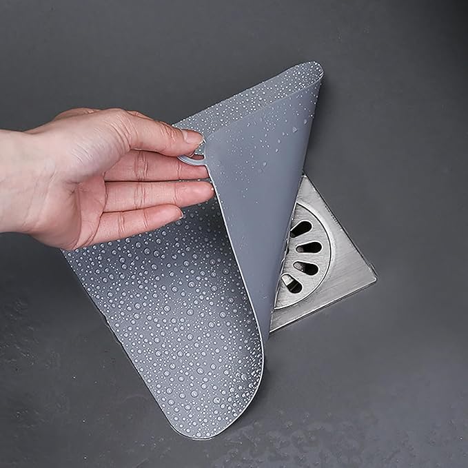 2 Pieces 6 x 6 Inch Silicone Tub Stopper Floor Drain Cover Sewer Anti-Odor Mat Deodorizing Drain Plugs for Kitchen,Bathroom and Laundry (Grey)
