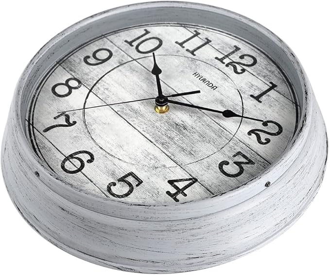 HYLANDA Retro/Vintage 12-Inch Kitchen Decorative Wall Clock, Silent Wall Clock Battery Operated Non Ticking with Large Numbers Easy to Read for Home Bathroom Office (Grey)