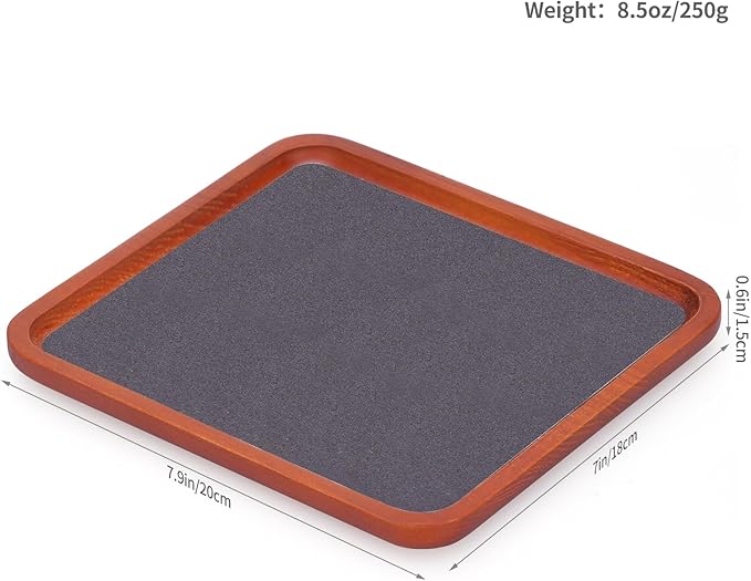 Wooden Jewelry Display Tray Rounded Rectangle Ring Showcase Stackable Elegant Bracelet Watch Jewelry Organizer for Personal Use and Commerce (Old Lace, Large-W 7'' x H 0.6'' x L 7.9'')