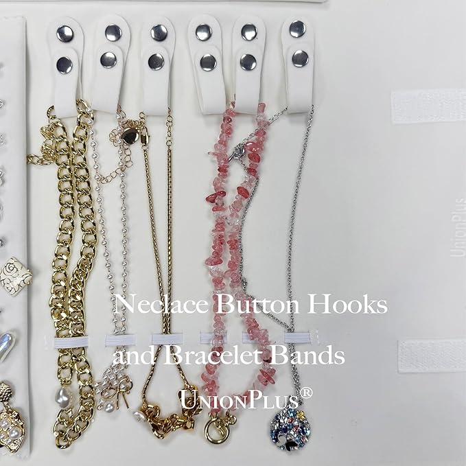 UnionPlus Velvet Travel Jewelry Case Roll Bag for Necklaces Brackets, Great Jewelry Organizer for Travel, Multi Jewelry Organizer, Beige