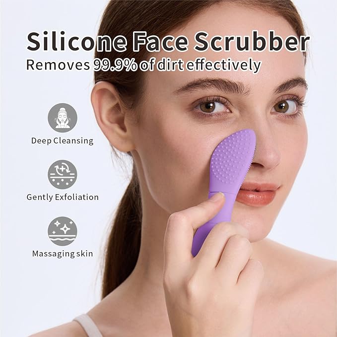 Blackhead Remover Tools, Black Head Remover for Face Nose, Silicone Face Scrubber Pore Cleaning Brush Mask Applicator for Daily Skin Care, Deep Clean Master Skin Care Tool for Women Men (Purple)