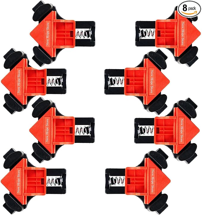 Woodworking 90 Degree Angle Corner Clamps, 8pcs ABS Adjustable Swing Corner Clip Fixer Carpenter Right Angle Fixing Clamps for Drilling, Making Cabinets, Photo Framing, Crafting Projects