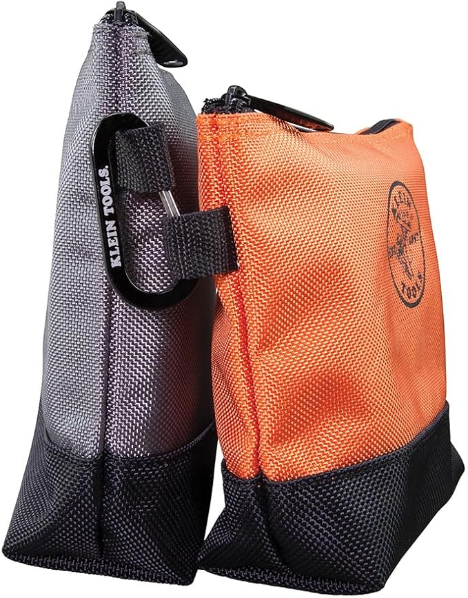 Klein Tools 80056 Tool Bag Storage Kit, 1680d Stand-Up and Canvas Zipper Pouches, Assorted Colors, 6-Piece