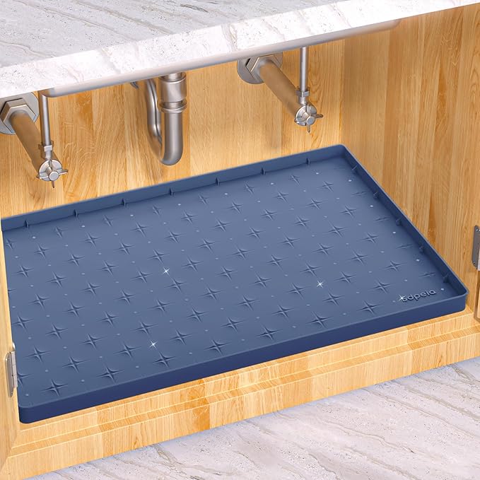 Sdpeia Under Sink Mat 19"×19" Waterproof Silicone Cabinet Liner & Sink Protector for Kitchen & Bathroom, Multi-Purpose Organizers Tray for Pets, Laundry, Cat Litter Mat