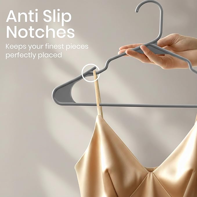 Utopia Home - Plastic Hangers 30 Pack - Space Saving Clothes Hanger - Durable and Strong Closet Organizers and Storage Makes It Ideal Stocking Stuffers or Apartment or Dorm Room Essentials (Grey)