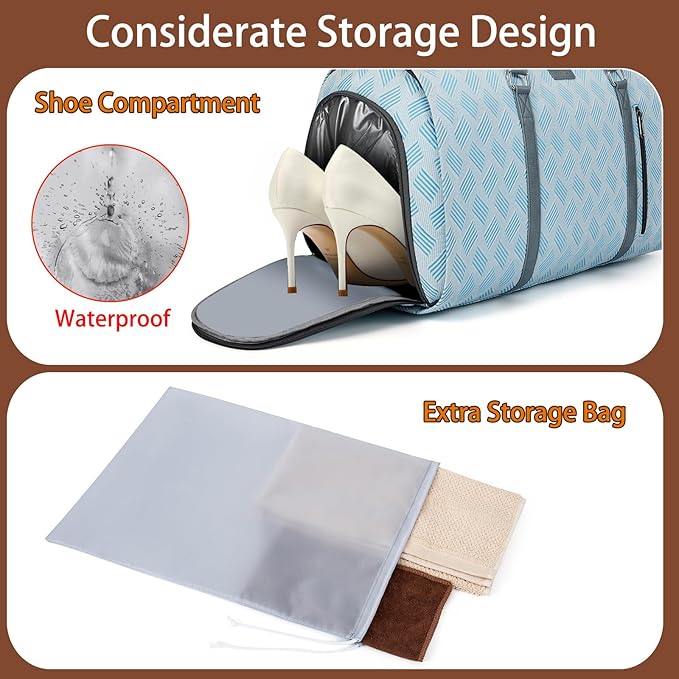 Convertible Garment Duffel Bag for Travel - Carry On Garment Bags With Toiletry Bag Large Weekender Bag for Men Women 2 in 1 Hanging Suitcase Suit Travel Duffel Overnight Bags 4pcs Set
