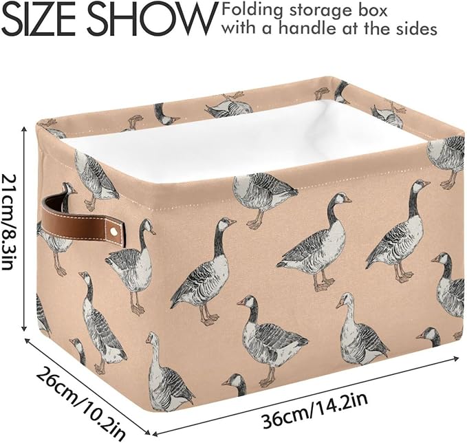 Aslsiy Storage Basket Funny Geese Nursery Bins Apricot Baby Box Canvas Clothes Shelf Basket Laundry Hamper Gift Basket for Home Closet 1 Pcs