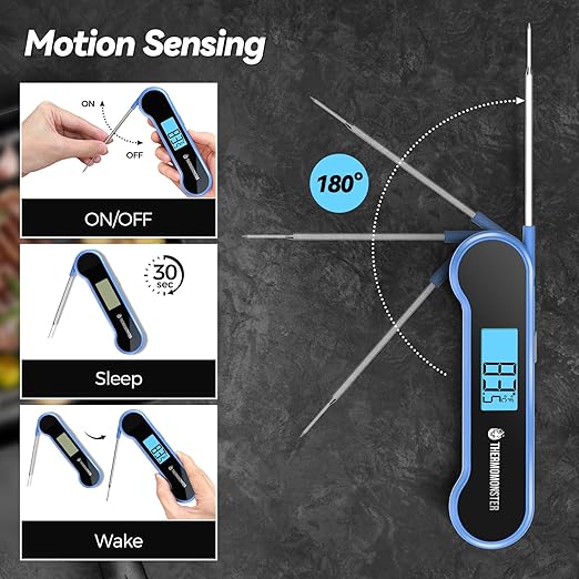 0.5 Sec Instant Read Meat Thermometer Digital with ±0.5℉ Precision, Food Thermometer for Cooking Kitchen Gadgets, Oven Grill Candy BBQ Essentials Accessories, Gifts for Him Dad Men Birthday, Blue