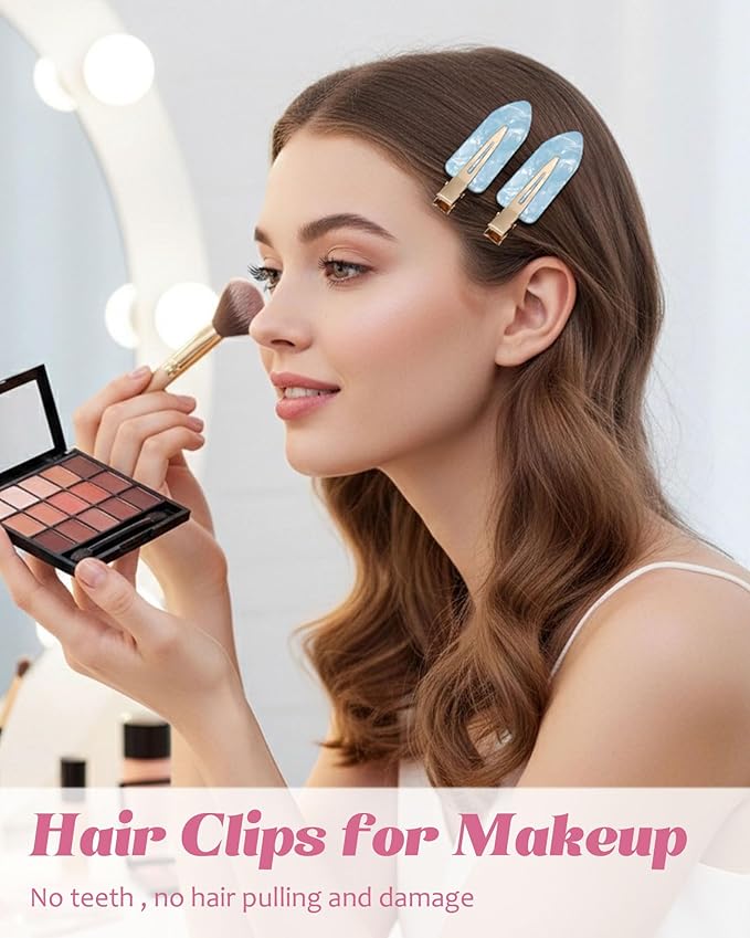 6PCS Acrylic Marbled Hair Claw Clips - Include No Bend No Crease Hair Clips and Medium Rhinestone Claw Clip, Cute Stylish Hair Accessories for Women Makeup, Strong Hold Non Slip for Thick Thin Hair