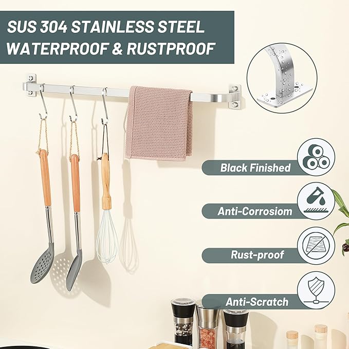 Bathroom Towel Bar, 24 inch Towel Racks for Bathroom Wall Mounted, SUS304 Stainless Steel Heavy Duty Towel Holder Bathroom Accessories Modern Home Decor, Brushed Finished