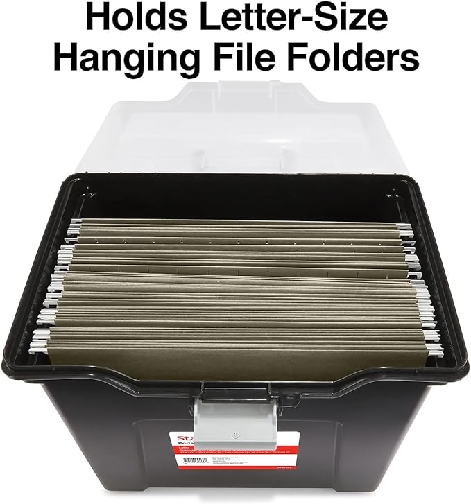 STAPLES File Box File Portable Tote, Letter Size, Black, 2/Pack