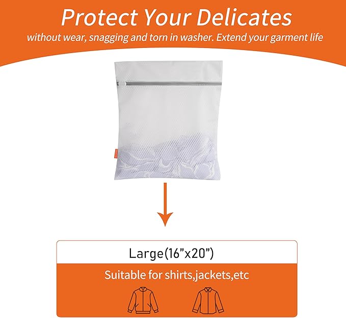 Polecasa 3Pcs 16 x 20 Inches Extra Durable 125g Diamond Mesh Laundry Bags with Sturdy Zipper for Delicates, Laundry Room Essentials for College, Dorm (3 Large)