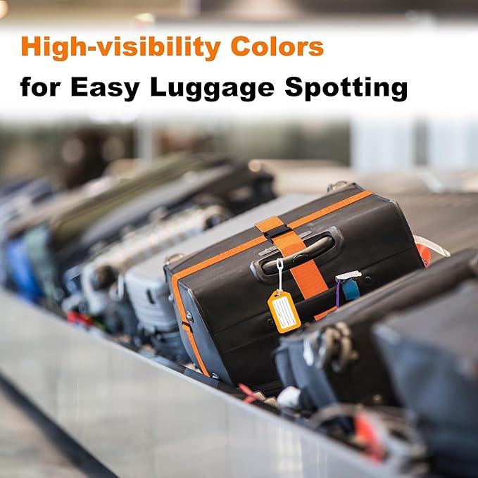8 Pack Luggage Straps and Tags Set (4 Straps, 4 Tags), Luggage Straps for Suitcases TSA Approved Suitcase Belt Luggage Tags, Orange