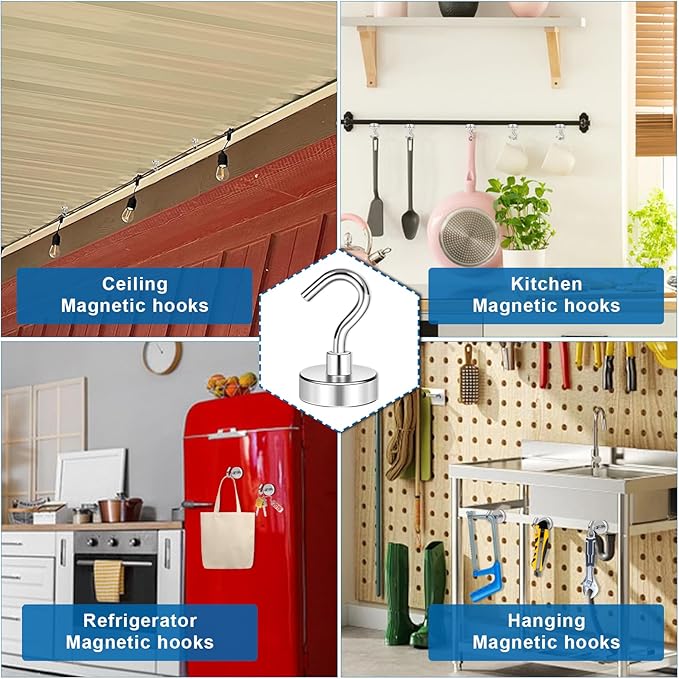 LOVIMAG Magnetic Hooks, 30lbs Strong Magnetic Hooks for Cruise Cabins, Magnet Hooks Cruise Ship Essentials, Refrigerator Magnets for Hanging, Door Decor, Classroom Must Haves -30Packs