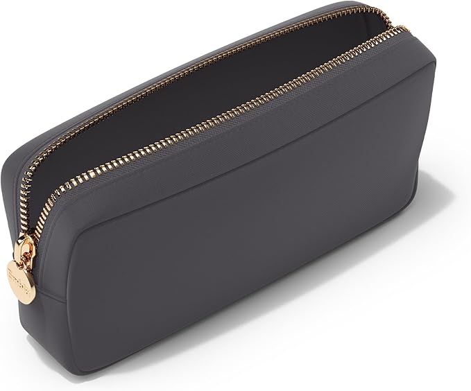 Embla Makeup Bag Travel Cosmetics Pouch and Toiletry Bag, Nylon Zipper Pouch Purse, Cute Make Up Organizer Storage Tote for Women Girls, Waterproof Travel Skincare Case, Small Makeup Bags, Grey