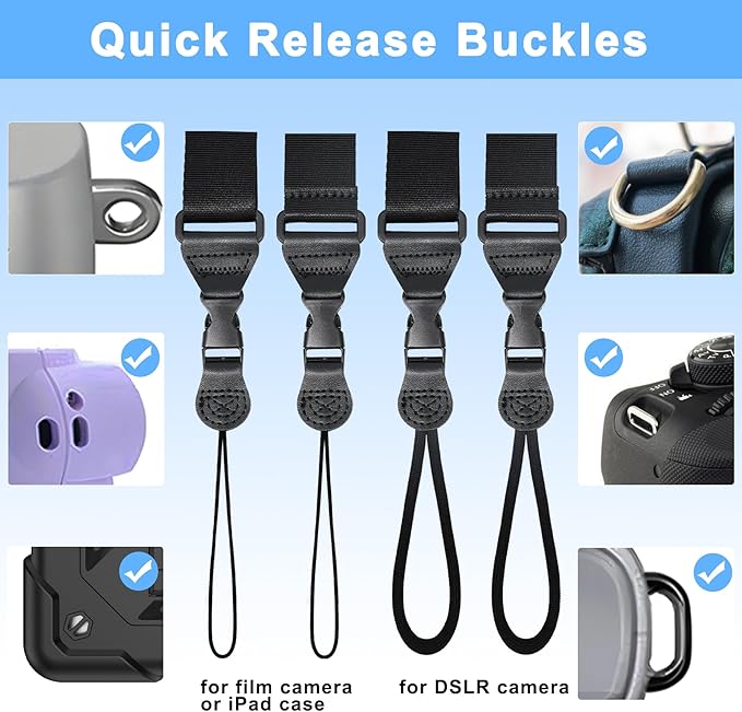 TIMISM Shoulder Strap with Pad, 2 Sets of Quick Release Buckles, Adjustable between 39" to 63", Replacement Comfortable Neck Lanyard for Camera, Tablet, iPad, Laptop, Binocular, Luggage Bag, Black