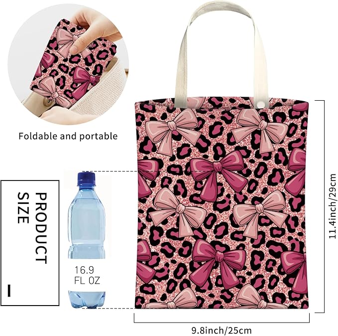 Cute Car Trash Can, Hanging Canvas Car Back Seat Organizer and Storage Bag, Funny Car Trash Bag for Travelling, Outdoor Cute Pink Leopard Bow