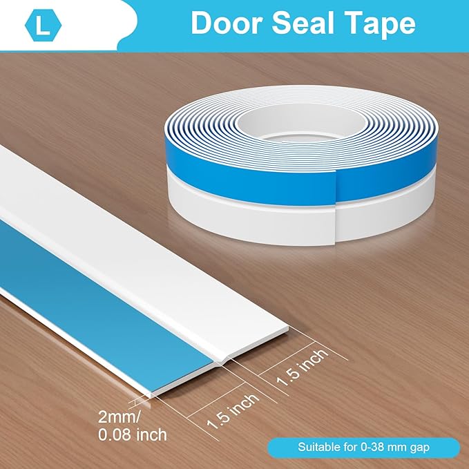 Weather Stripping Door Seal, Silicone Strip for Frame and Gaps Draft Stopper, Glass Shower Door Sweep, White, 20 Feet x 3 Inch