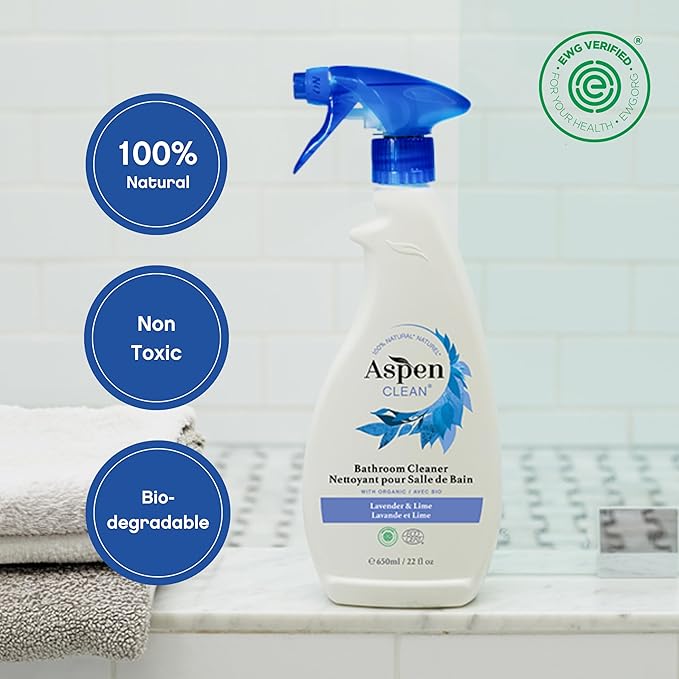 AspenClean | Bathroom Spray Cleaner | Eco-Friendly Cleaner for Hardwood, Laminate, Stone & Ceramic | Non - Toxic | 100% Natural | EWG Verified | Pack of 2
