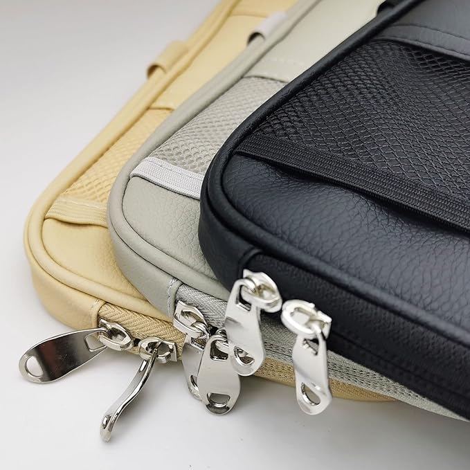 Da by Car Sun Visor Organizer, Multi-Pocket Visor Organizer Storage Pouch for Cars, SUVs & Trucks with Double Zippers, Elastic Bands & Glasses Clip - Organizes Essentials Keep Tidy (Black)