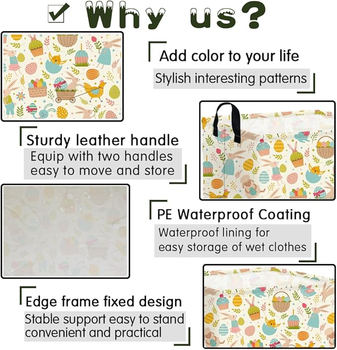 Rectangular Cute Easter basket,Easter basket empty,Storage Basket for baby Bedroom,Toy Gift Organizerm,Kids Storage Bin,Gift baskets,Easters Home Decor(Cute Easter eggs)