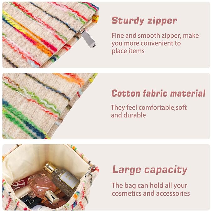 ZLFSRQ Makeup Bag Travel Cute Cosmetic Bags for Women Large Capacity Rainbow Toiletry Pouch Zipper Cosmetic Pouches for Purse Aesthetic Makeup Brushes Organizer Portable Toiletry Bags