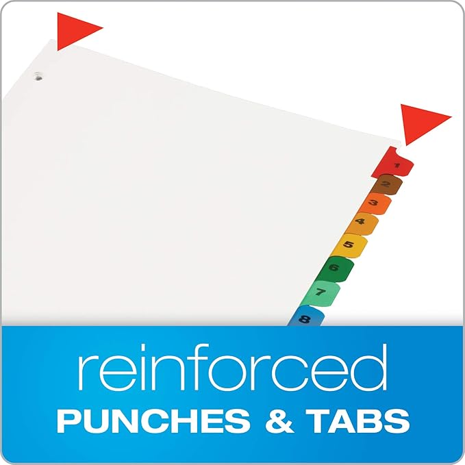 Oxford Binder Dividers, 12 Tabs, Numbered 1–12, 3 Pack, Customizable Table of Contents Page, Reversible Multicolor Tabs, 3-Hole Punched for Binders