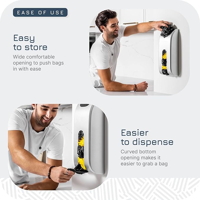 Manterio Plastic Bag Holder | UPGRADED Wall-Mount Grocery Bag Dispenser | Space-Saving Design | Easy Install | Smudge-Proof, Fingerprint-Resistant | White | Holds the Most Bags for Maximum Storage