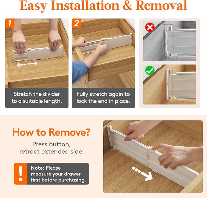 Lifewit 4" High 9 Pack Drawer Dividers, 10.5-16.5" Drawer Divider for Clothes, Adjustable Dresser Drawer Organizers, Plastic Drawers Separators for Clothes, Bedroom, Bathroom, Kitchen, Closet