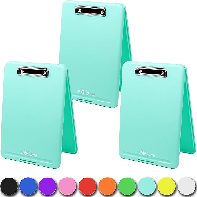 Think2Master [3 Pack] Teal Plastic Storage Clipboard. | 25% Heavier & Sturdier| Heavy Duty and Won’t Flex Like Other Brands (Compare The Weight). Storage Compartment Holds 150 Letter Sized Paper.