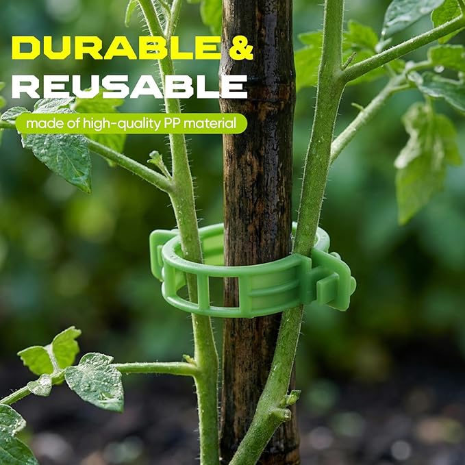 100pcs Secured Plant Clips,Plastic Trellis Garden Support Clips for Climbing, Outdoor Clips for Support Grape Tomato Vine Vegetables Plants,Reusable Clips to Grow Upright Makes Plants Healthier