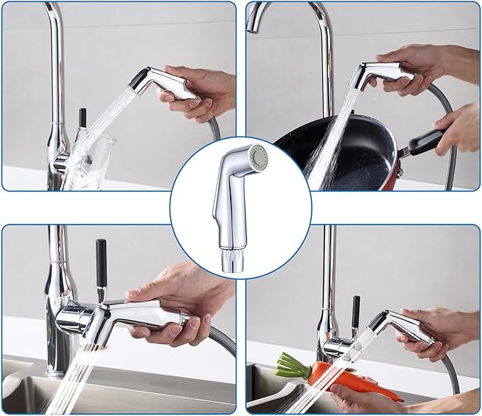 Kitchen Sink Side Sprayer Head Replacement Universal Fit Sink Spray Attachment, Household Kitchen Sink Sprayer Replacement Parts, Chrome Finish