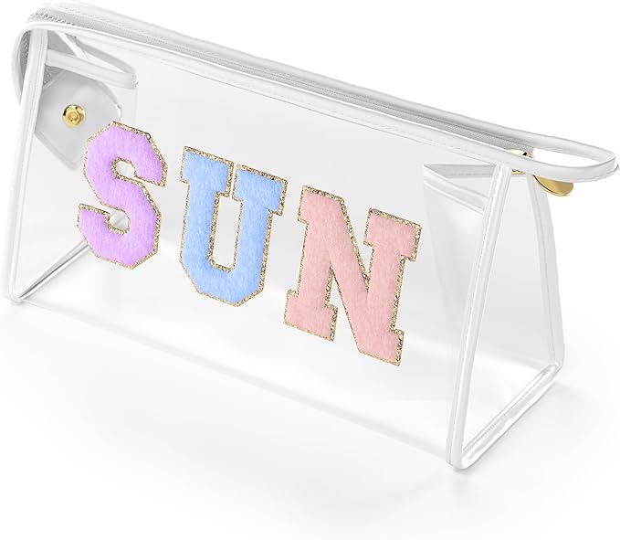 Embla Makeup and Lotion Bag - Waterproof Makeup and Sunscreen Pouch for Travel, Beach, Pool - Clear Zipper Pouch for Sunscreen and Cosmetics Storage, Durable Make Up Organizer for Beach Bag Essentials