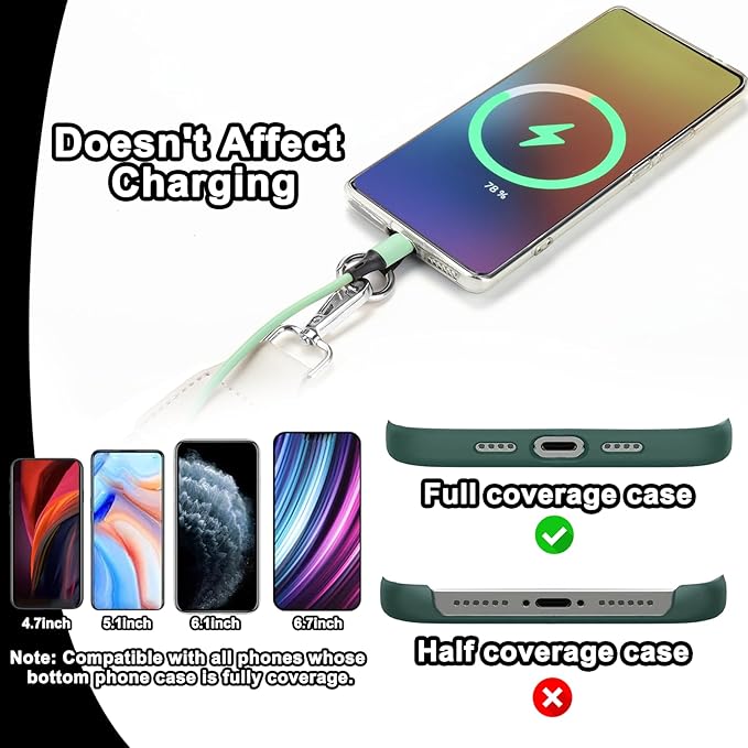 XANGNIER Clip and Go Strap for Phone with Wallet Crossbody, Phone Strap with Zippered Wallet, Adjustable Anti-Theft Cellphone Lanyard for Women, Cellphone Chain Accessories, Multicolor 4