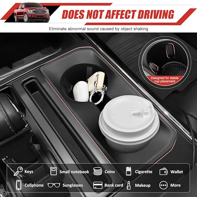 Cup Holder Coaster Insert Fit for 2021-2025 Ford F150 Center Console Cup Holder Inserts Cupholder Mat Pad Cupholder Liner for 2024 2025 Ford F150 Interior Accessories(for F150)
