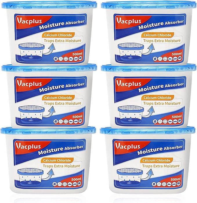 Vacplus Moisture Absorbers 6 Pack, Portable Humidity Absorber Boxes for Your Bathroom, Closet & Car, Dehumidifier with Fragrance Free, 10.5 Oz