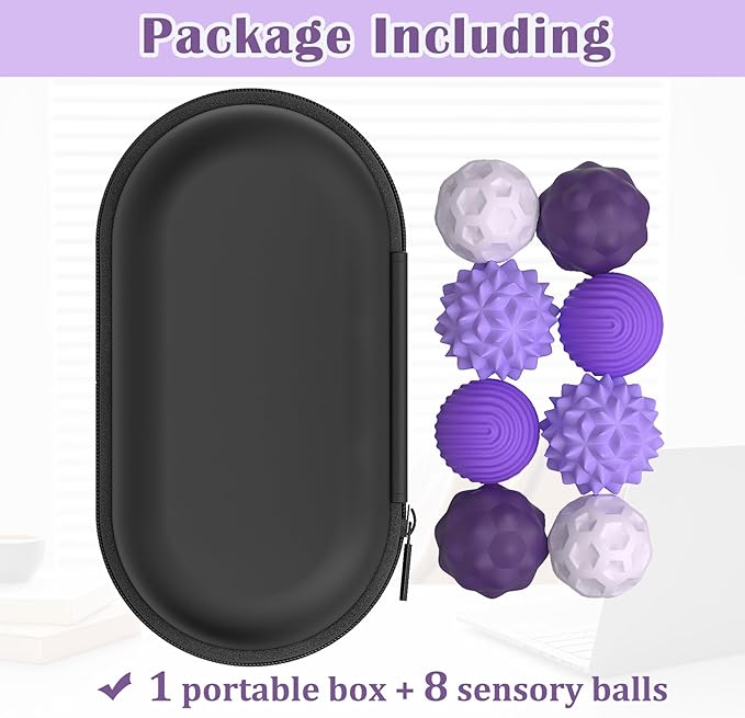 8PCS Sensory Fidget Balls For Adults & Teens,Magnetic Attraction Stress Balls With Silicone Shell-To Calm Restless Hands and Anxious Mind, Quiet Desk Fidget Toys for Office Travel Toys Gift (Purple,8)