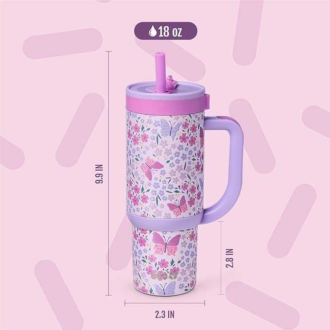 Ello Oasis 18oz Stainless Steel Kids Tumbler with Handle & Retracting Straw, 100% Leakproof, Double-Wall Vacuum Insulated, Kids Water Bottle for School, BPA Free, Dishwasher Safe, Winging It