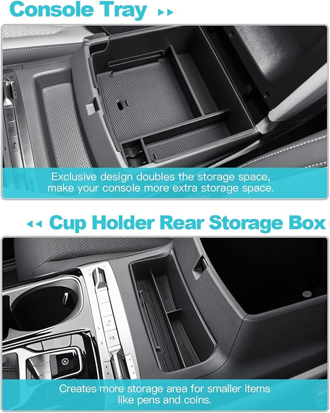 CDEFG 2Pcs for 2025 2026 Kia Carnival Center Console Organizer, 2025 2026 Kia Carnival (LX/LXS/EX/SX/SX Prestige) Accessories Middle Console Organizer Storage Box