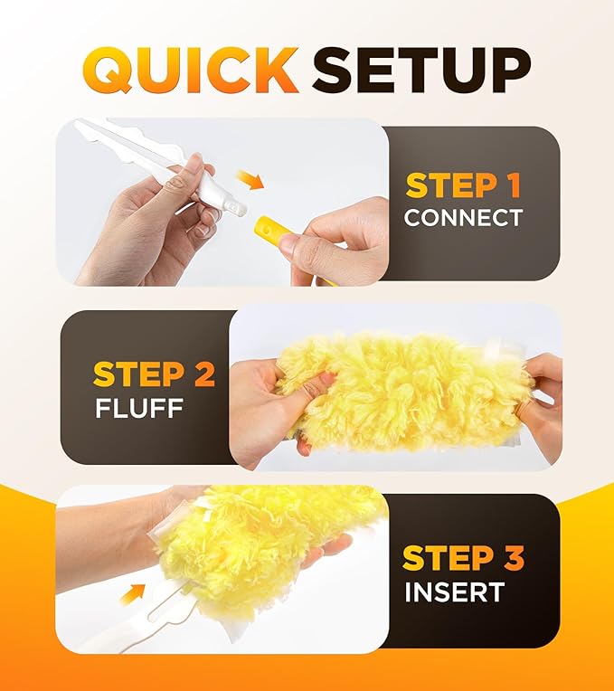 Heavy Duty Duster Refills for Swiffer Duster, 12 Count Duster Refills with 1 Handle, Multisurface 360° Dusters with 4X Microfibers, Unscented Disposable Dusters for Cleaning