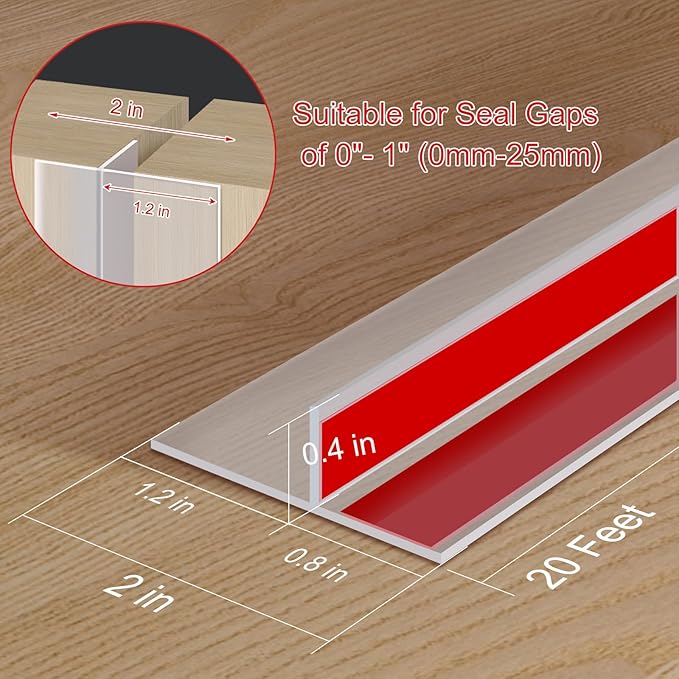 Benory 20Ft T-Shaped Silicone Weather Stripping Seal, Door Seal Tape for Doors and Windows, Blocks Cold Drafts and Reduces Noise